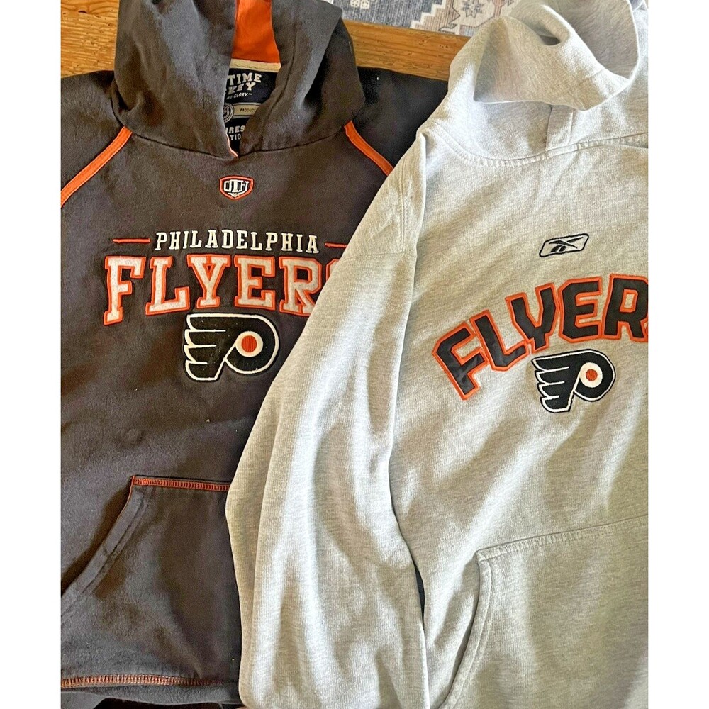 Philadelphia Flyers Hoodie Lot of 2 Youth XL Sweatshirts Reebok Old Time Hockey